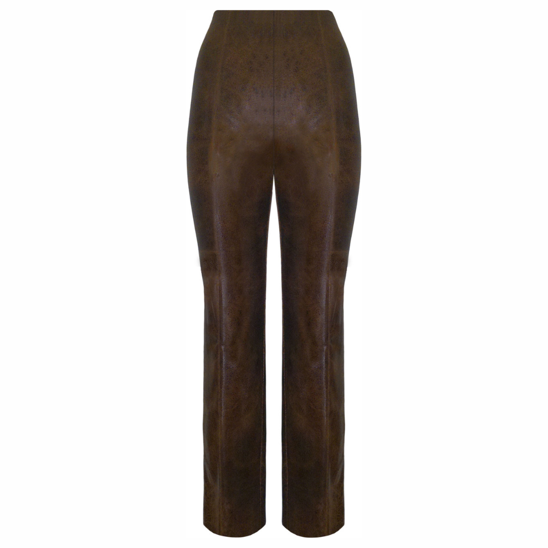 Brown Soft Vegan Leather Pants