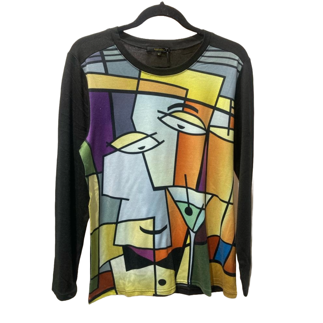 Abstract Art Design Knit Long Sleeve Top