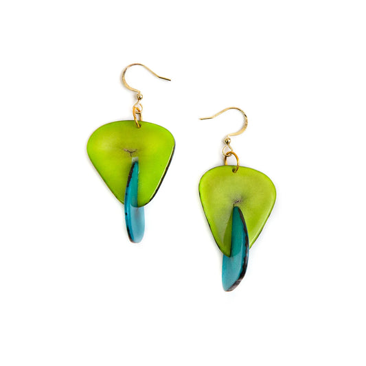 Double Tagua Slice Earrings