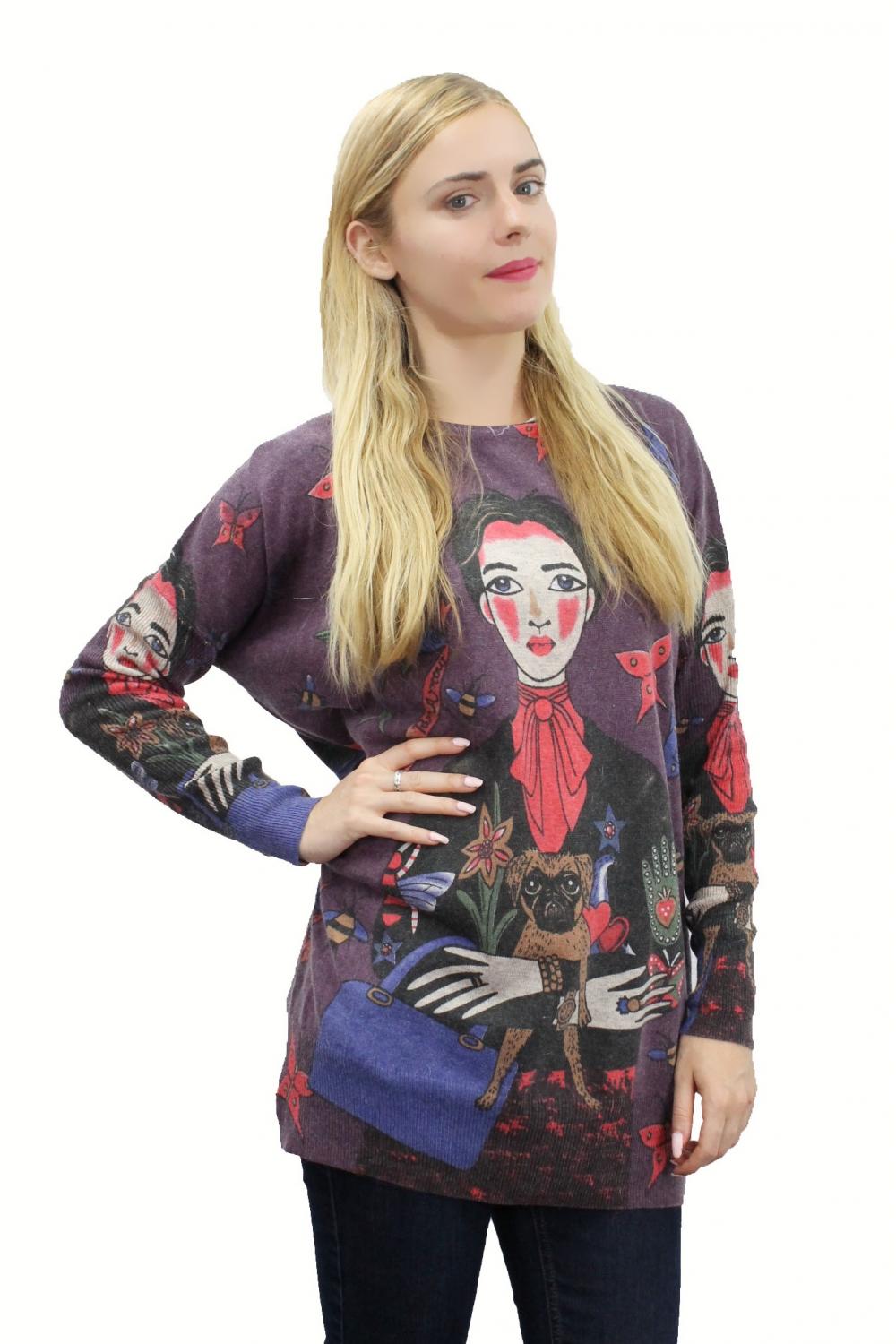 Woman With A Pug Sweater Top