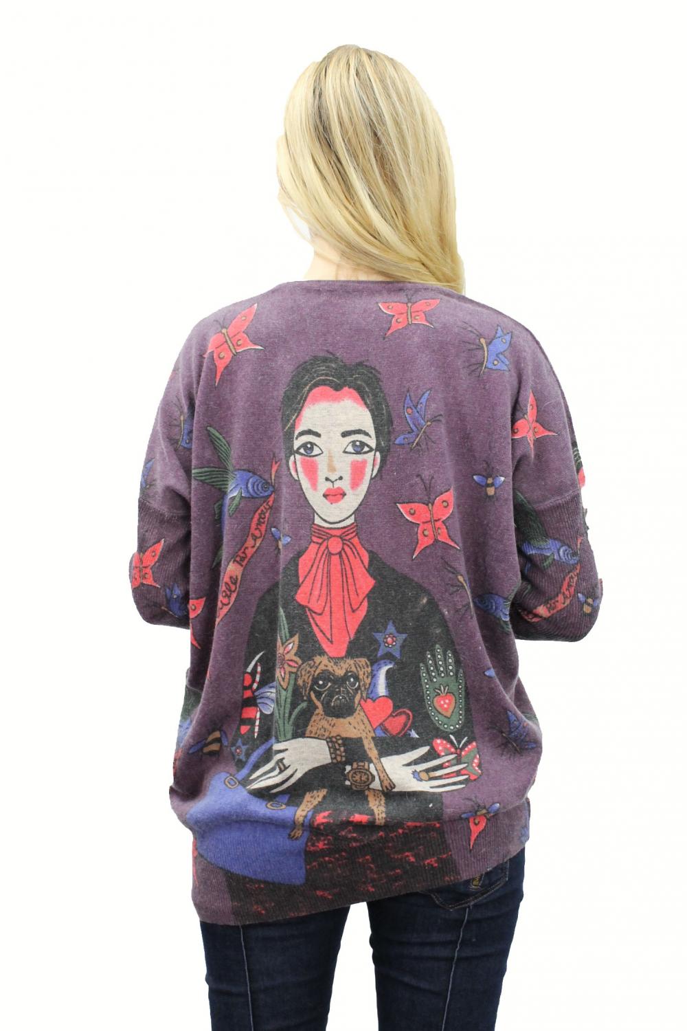 Woman With A Pug Sweater Top