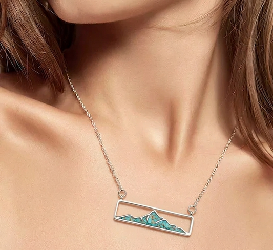 Horizontal Mountain Bar Inlay Necklace