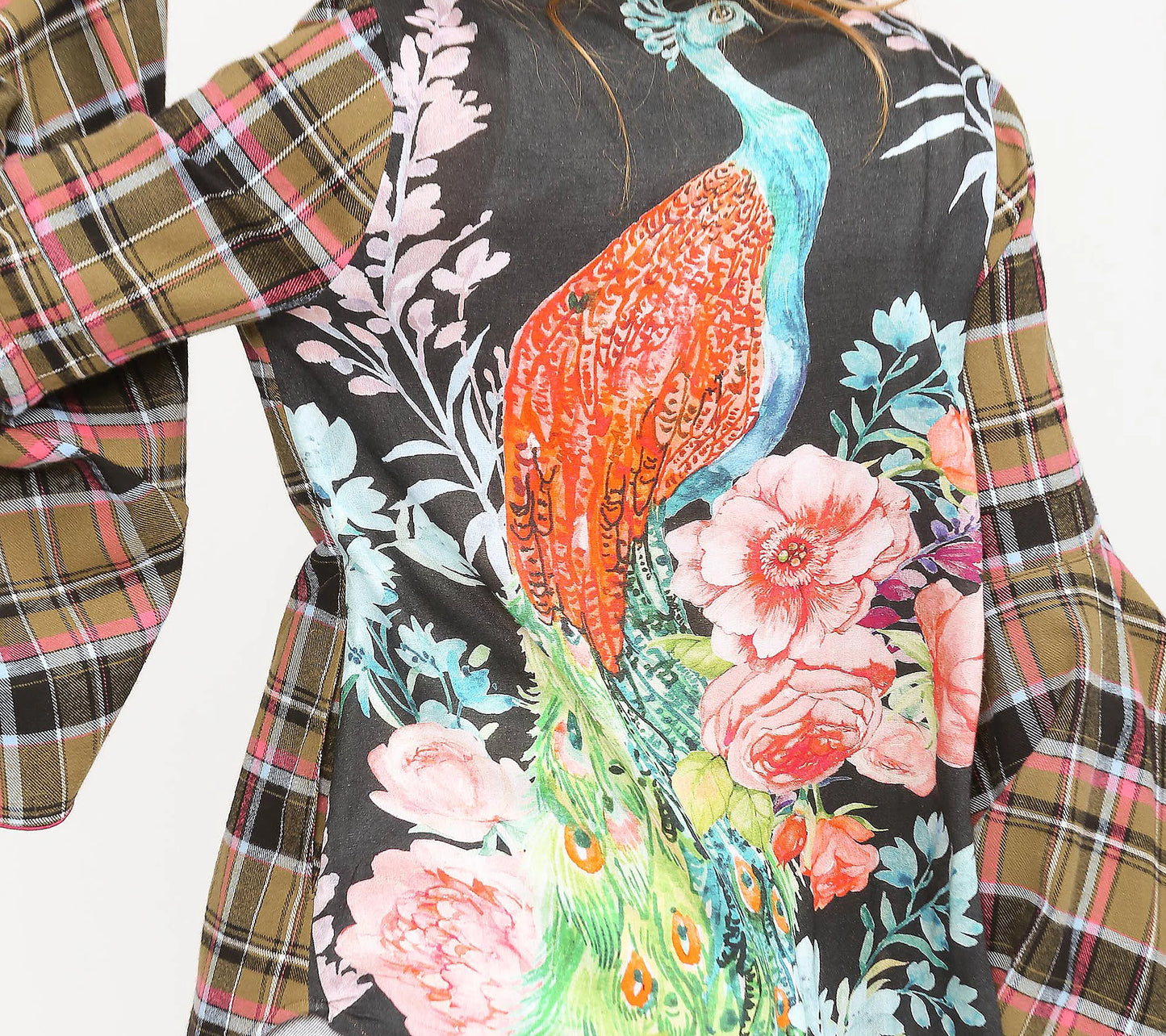 Pleid Bell Sleeve Shirt with Peacock Back