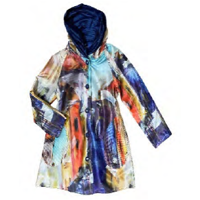 Reversible Hooded Coat With Abstract Artist Print