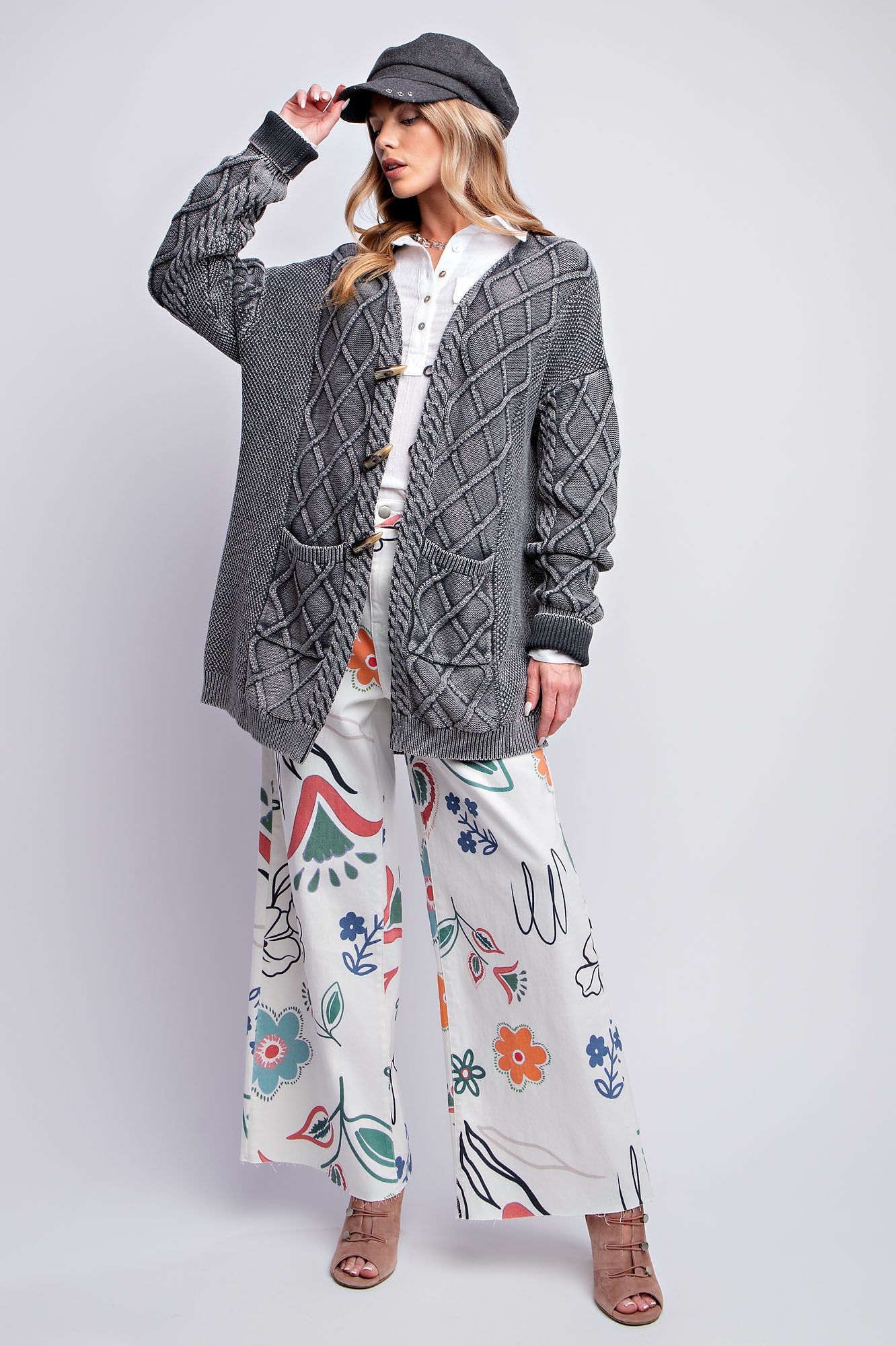 Cable Knitted Sweater Cardigan (in 2 colors)