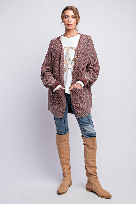 Cable Knitted Sweater Cardigan (in 2 colors)