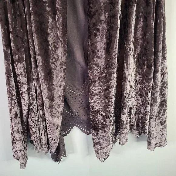 Crushed Velvet Laser Cut Open Jacket