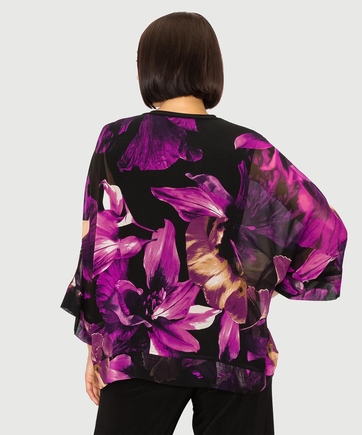 Purple and Black V-neck Blouse