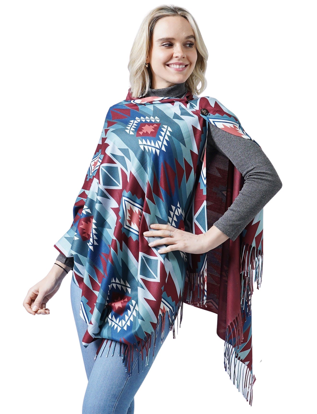 Navajo Print Button Shawls