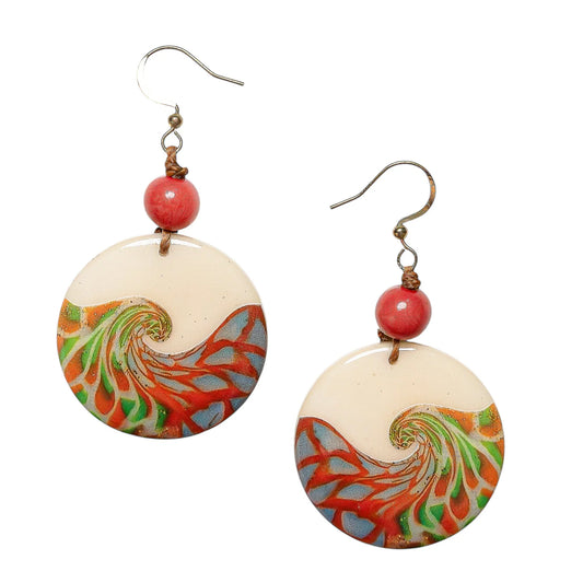 Ocean Wave Tagua Earrings (in 2 colors)