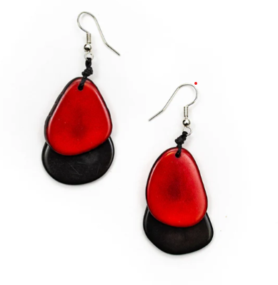 Double Tagua Slice Drop Earrings