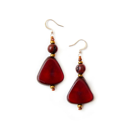 Triad Drop Tagua Earrings (Available in 4 colors)
