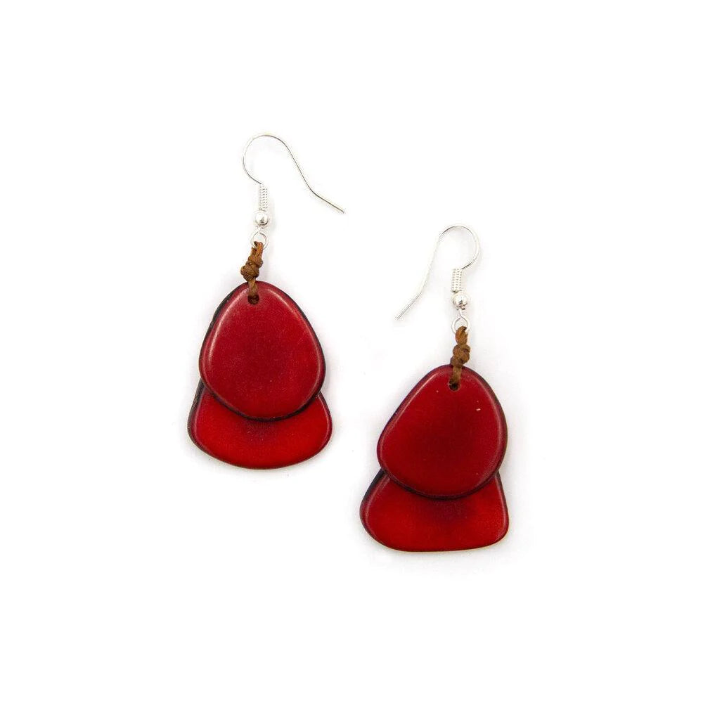 Double Tagua Slice Drop Earrings