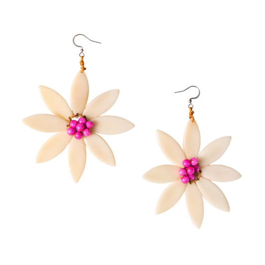 Blooming Tagua Flower Statement Earrings (in 2 colors)