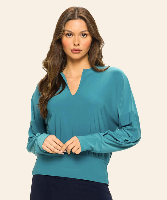 V-Neck Blouse With Waistband
