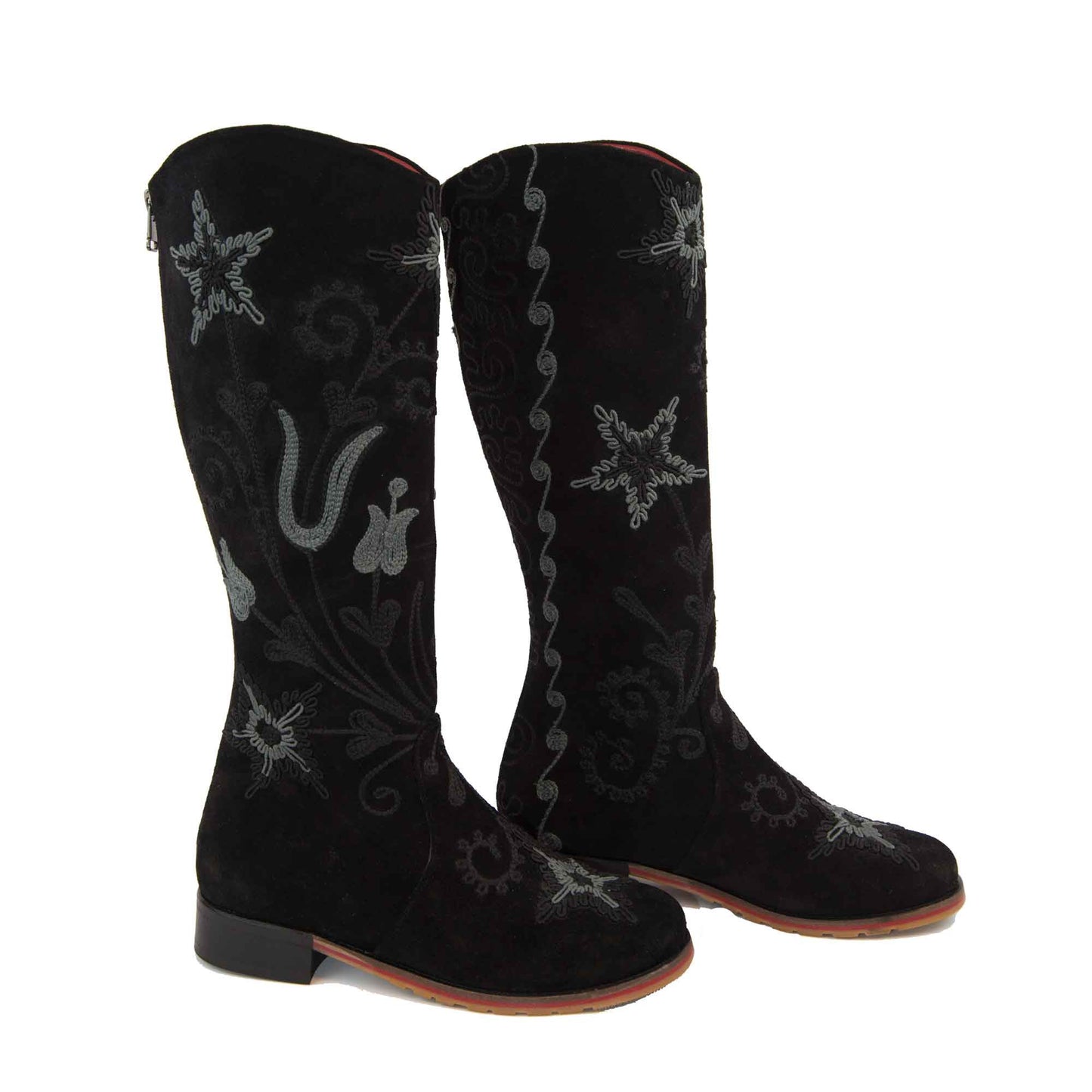 Gypsy Tall Embroidered Brushed Leather