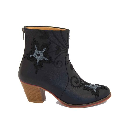 Short 2-Tone Embroidered Handcrafted Leather Boots