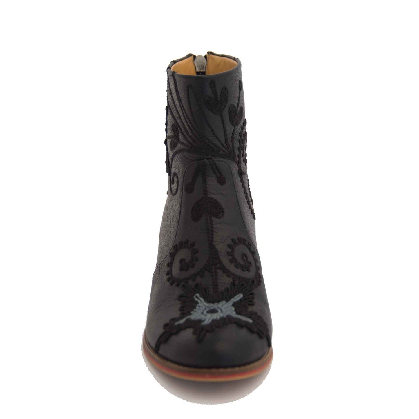 Short 2-Tone Embroidered Handcrafted Leather Boots