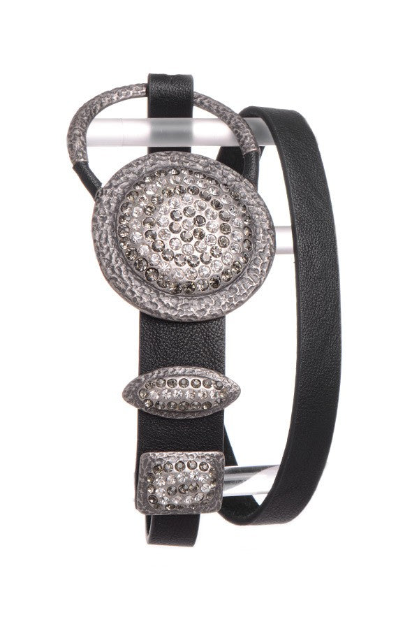 Crystal Studded Circle Buckle Belt