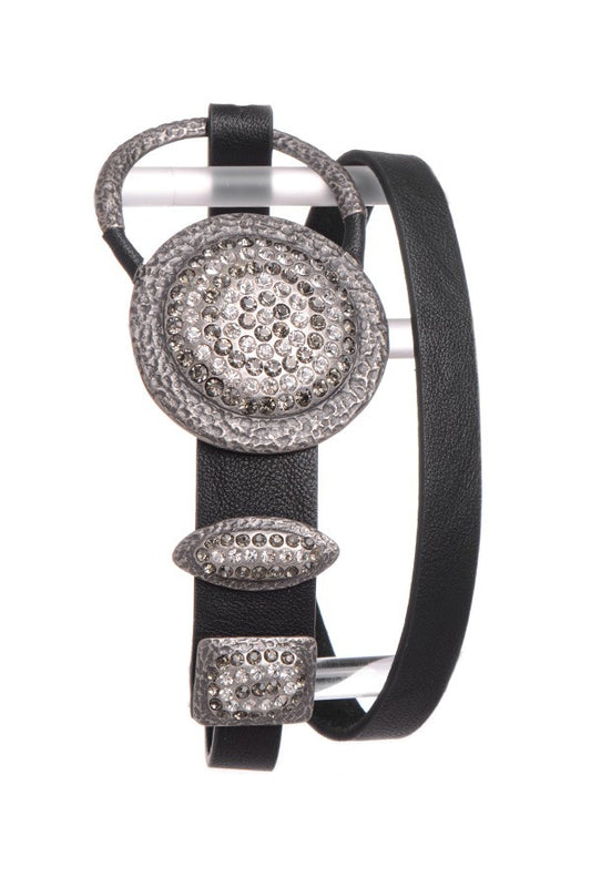 Crystal Studded Circle Buckle Belt
