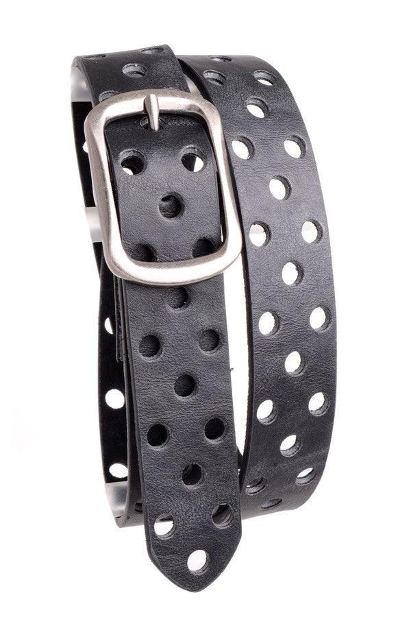 Laser-Cut Dot Leather Belt