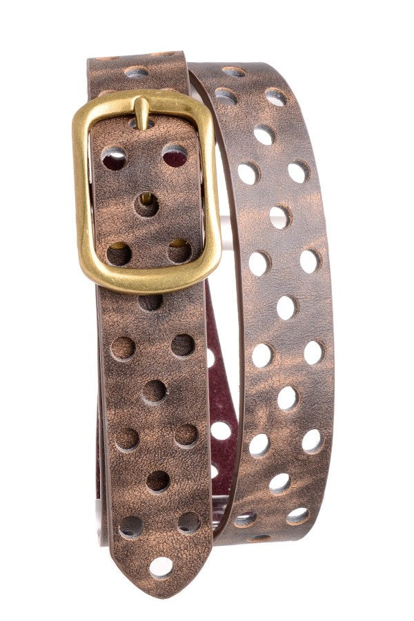Laser-Cut Dot Leather Belt