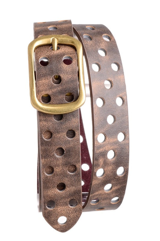 Laser-Cut Dot Leather Belt