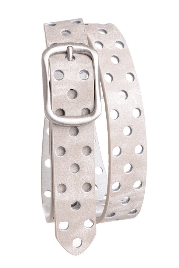 Laser-Cut Dot Leather Belt