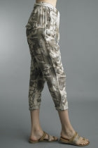 Tie Dyed Italian Linen Capri Pants