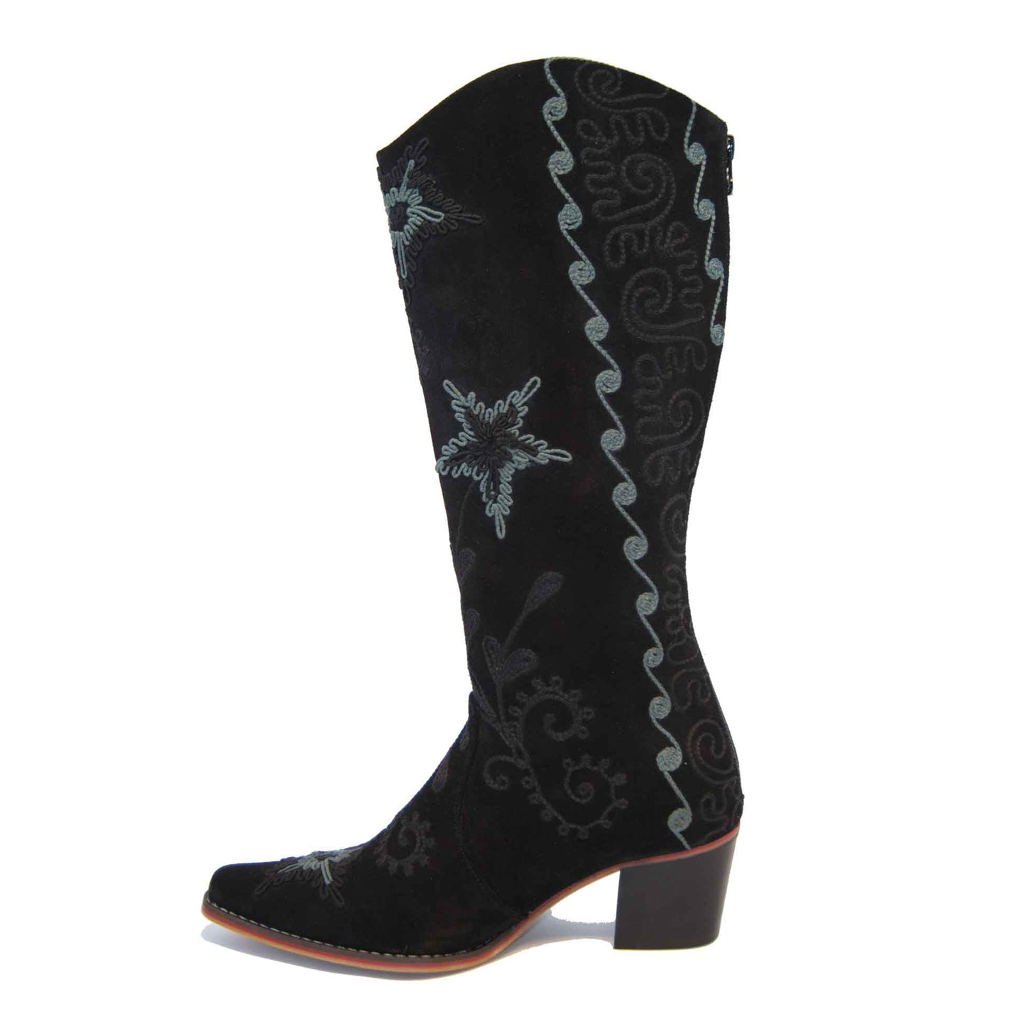 Cheyenne Tall Embroidered Brushed Leather 2