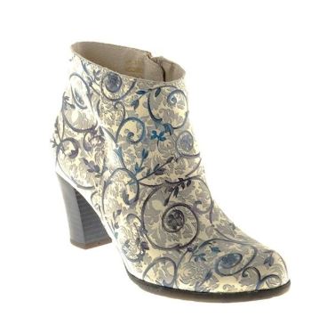 Dusty Blue Floral Ankle Boot