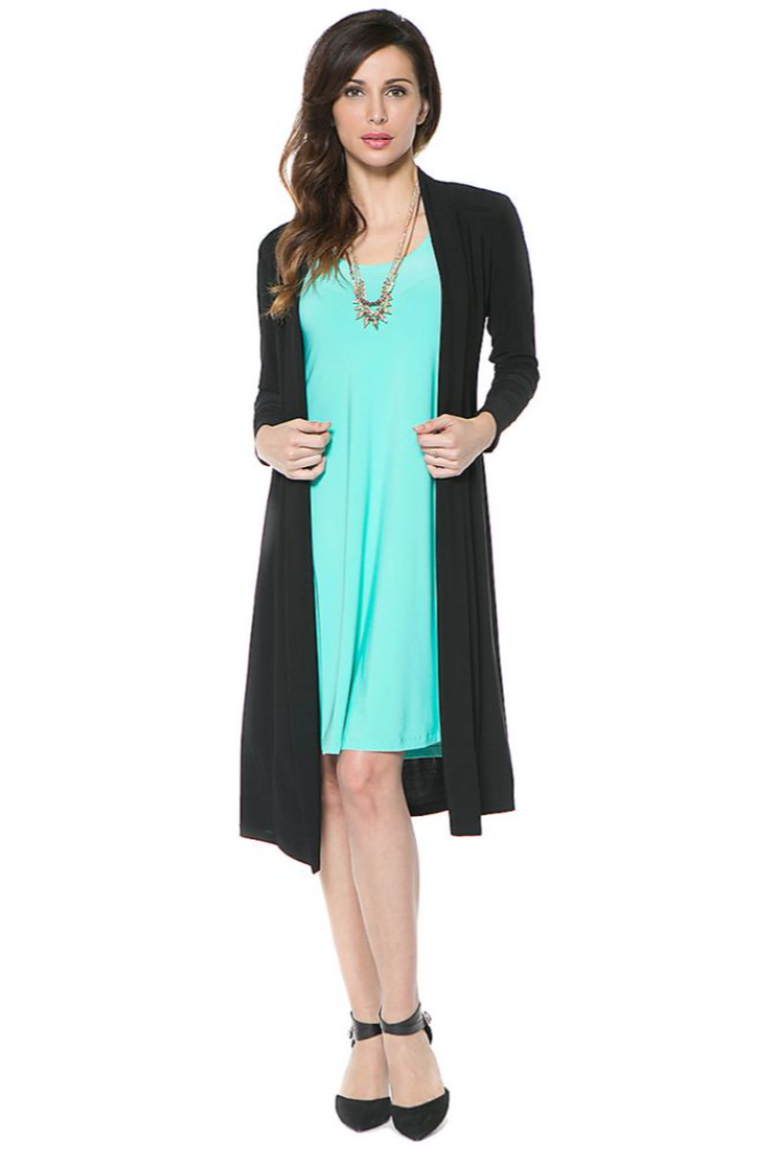 Black Knit Duster Jacket