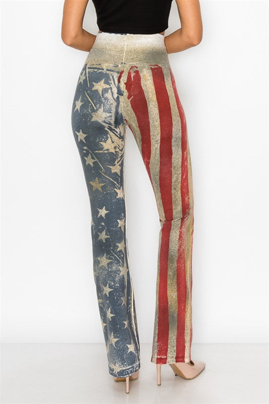 AMERICANA STARS AND STRIPES YOGA PANTS