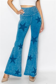 Star Printed Bell Bottom Yoga Pants