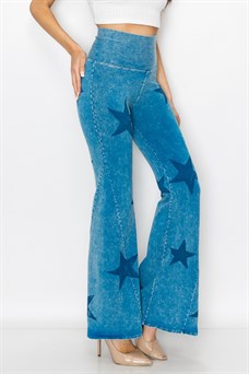 Star Printed Bell Bottom Yoga Pants