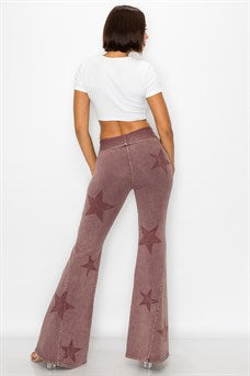 Star Printed Bell Bottom Yoga Pants