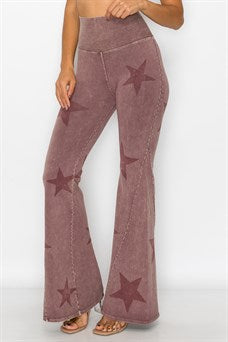 Star Printed Bell Bottom Yoga Pants