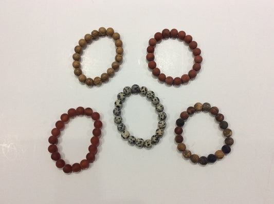 Bracelet-natural round stone beaded bracelet in a polished or matte finish