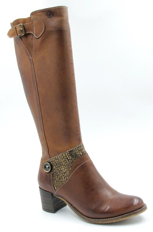 Bronze Accented Brown Leather Boot