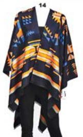 More Reversible Printed Cashmere Ruana Wraps