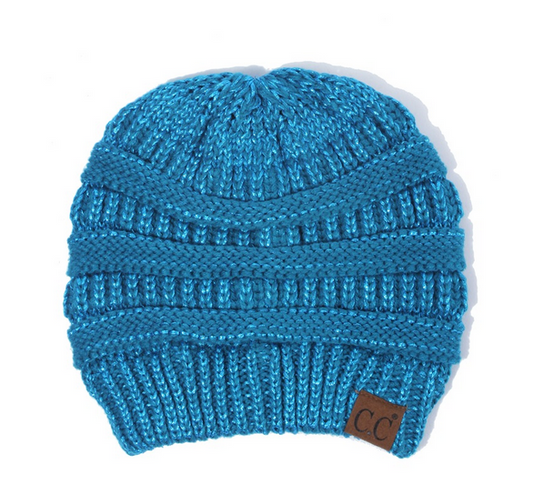 Hat-cable knit 2 tone variegated color beanie