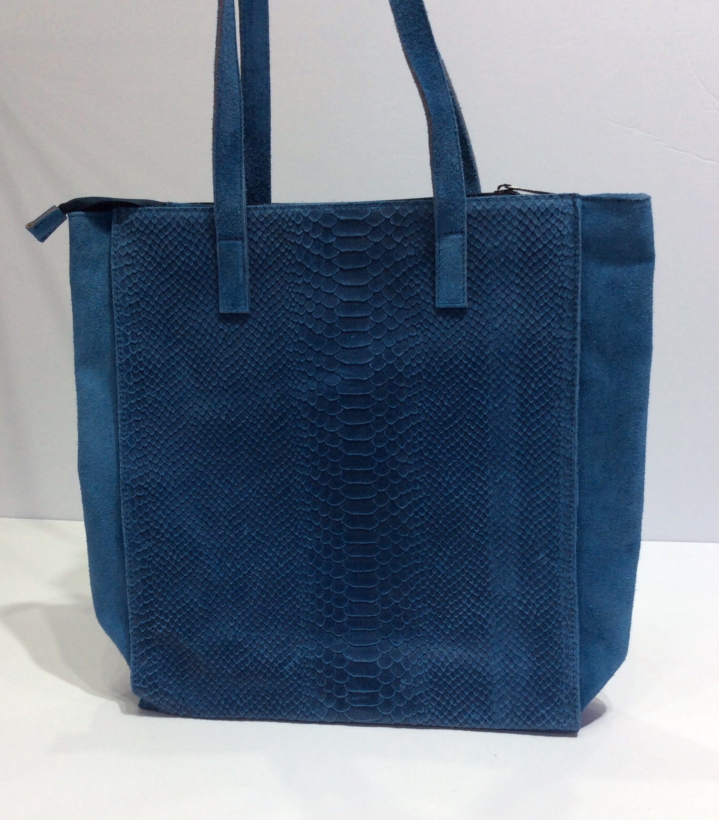 Crocodile Textured Italian Leather Shopper Bag