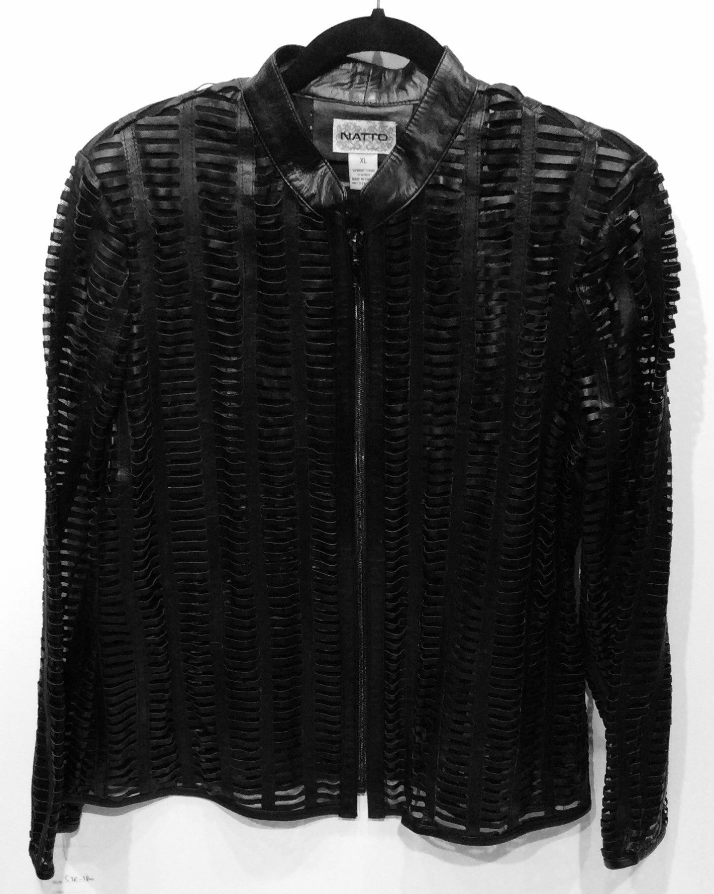 Laser cut lamb skin leather jacket