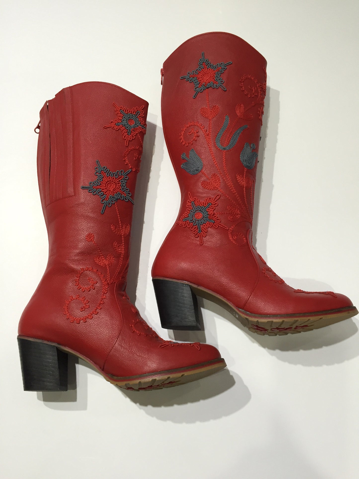 Carmel Tall Embroidered Leather Boot