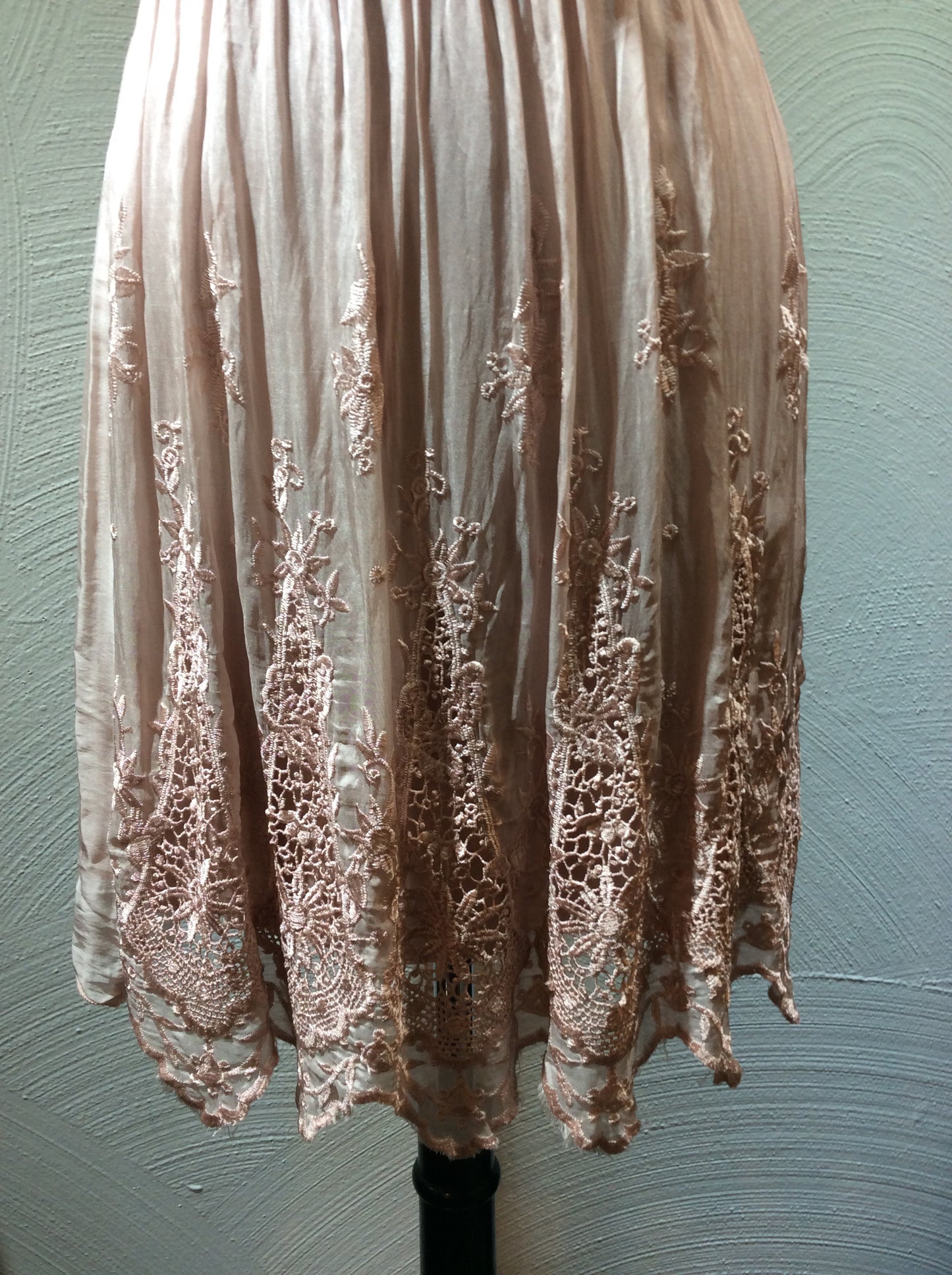 Blush Eyelet Trim Italian Dress