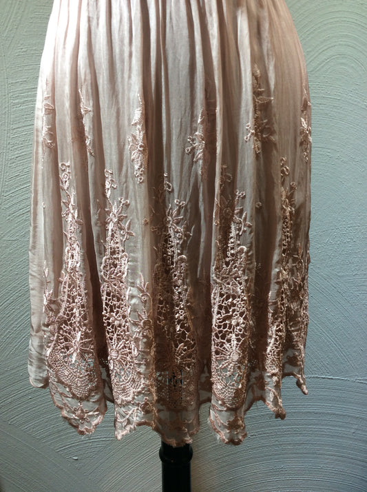 Blush Eyelet Trim Italian Dress