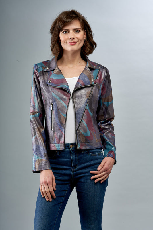 Metallic Pucci Vegan Leather Jacket