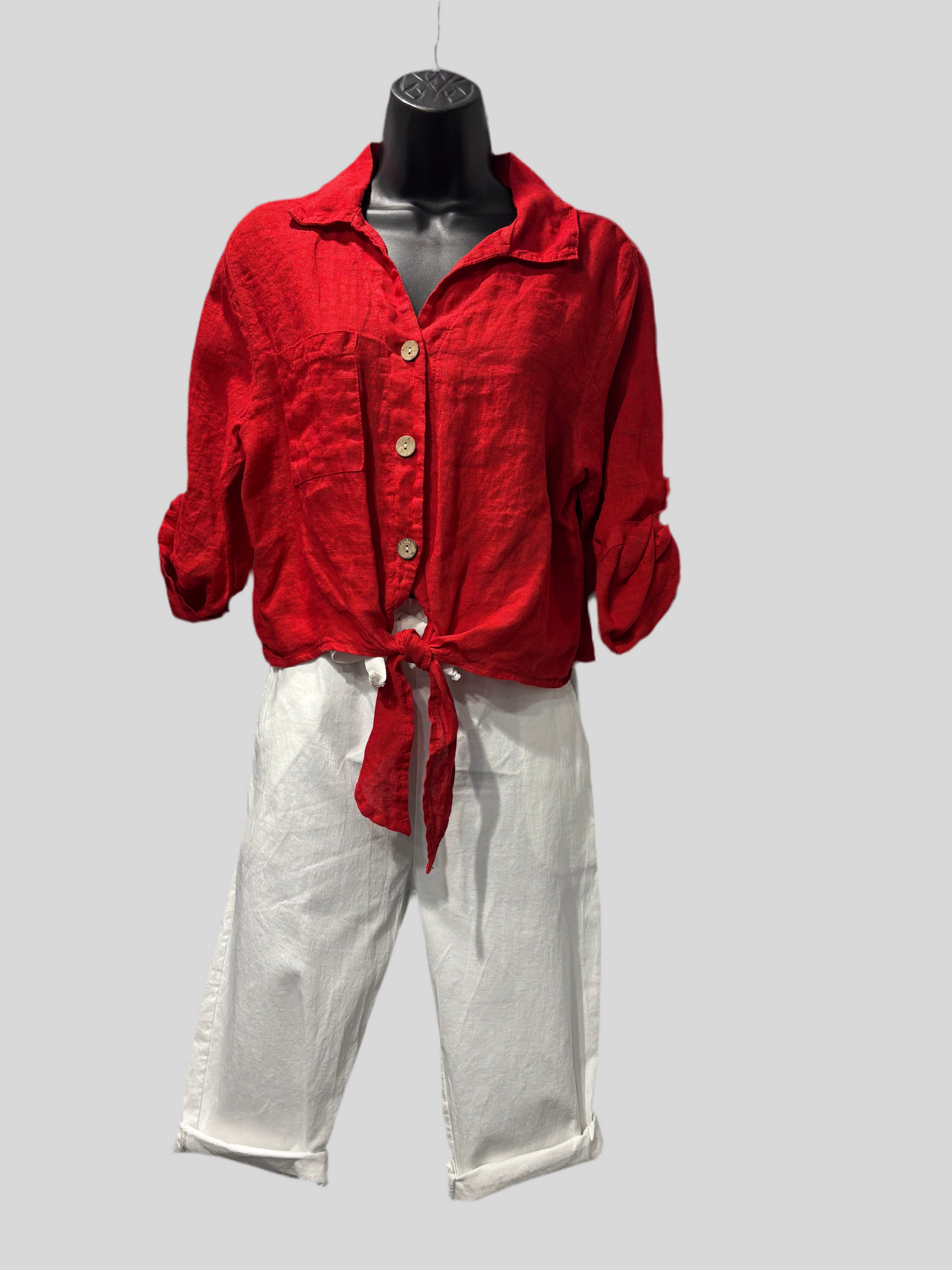 Italian Linen Waist Tie Shirt