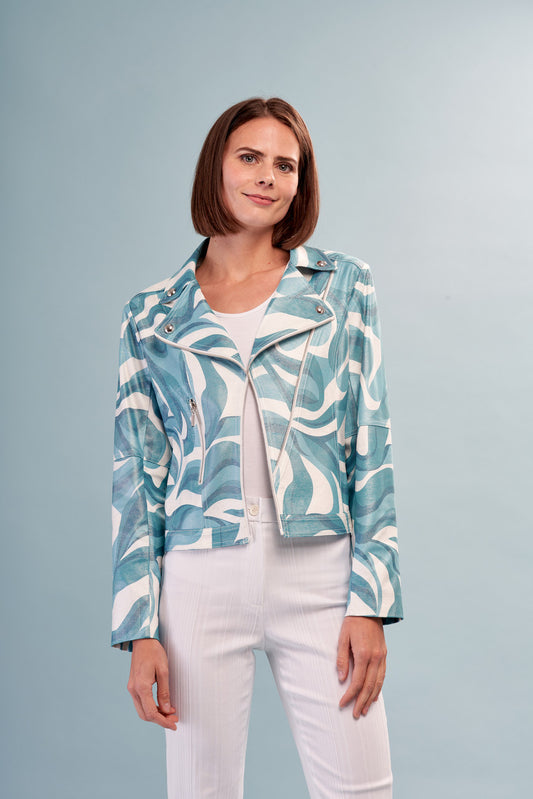 Liquid Turquoise Pucci Vegan Jacket