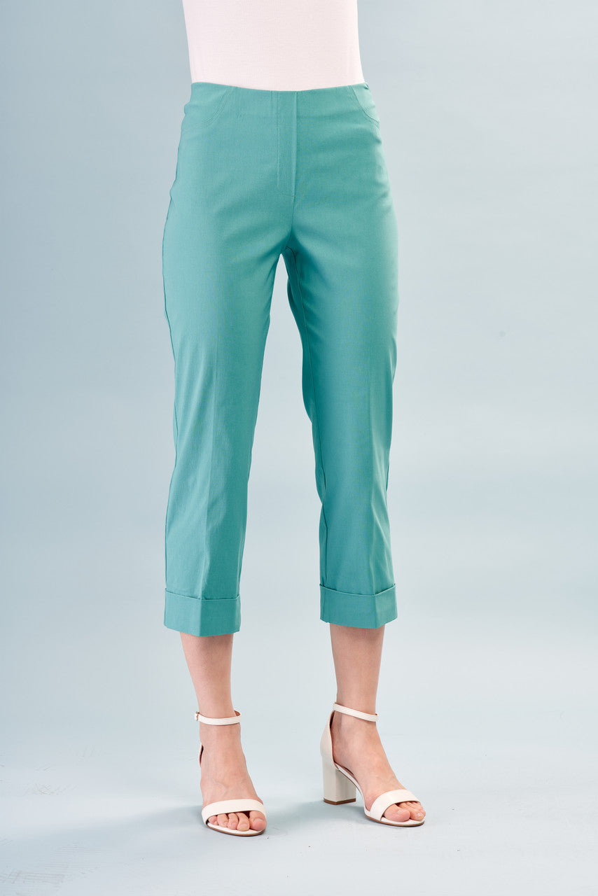 Cuffed Techno Stretch Solid Color Capris